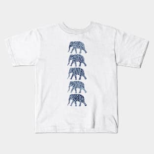 Patterned Elephants(navy) Kids T-Shirt